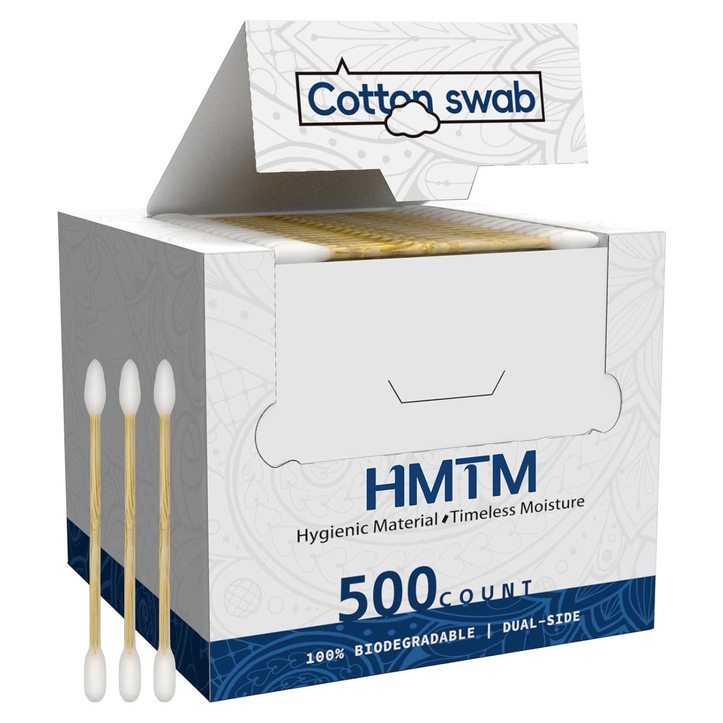 Bastoncillos de Algodón Natural HMTM 500 Unidades Biodegradables