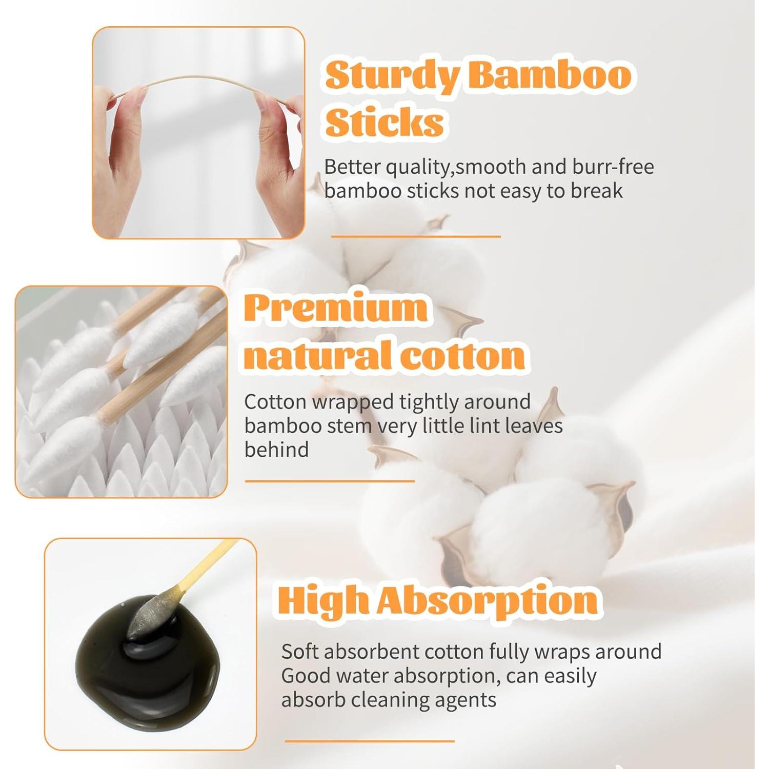 500 Hisopos de Algodón Punta Puntiaguda BFHKXW 17.4x11 cm