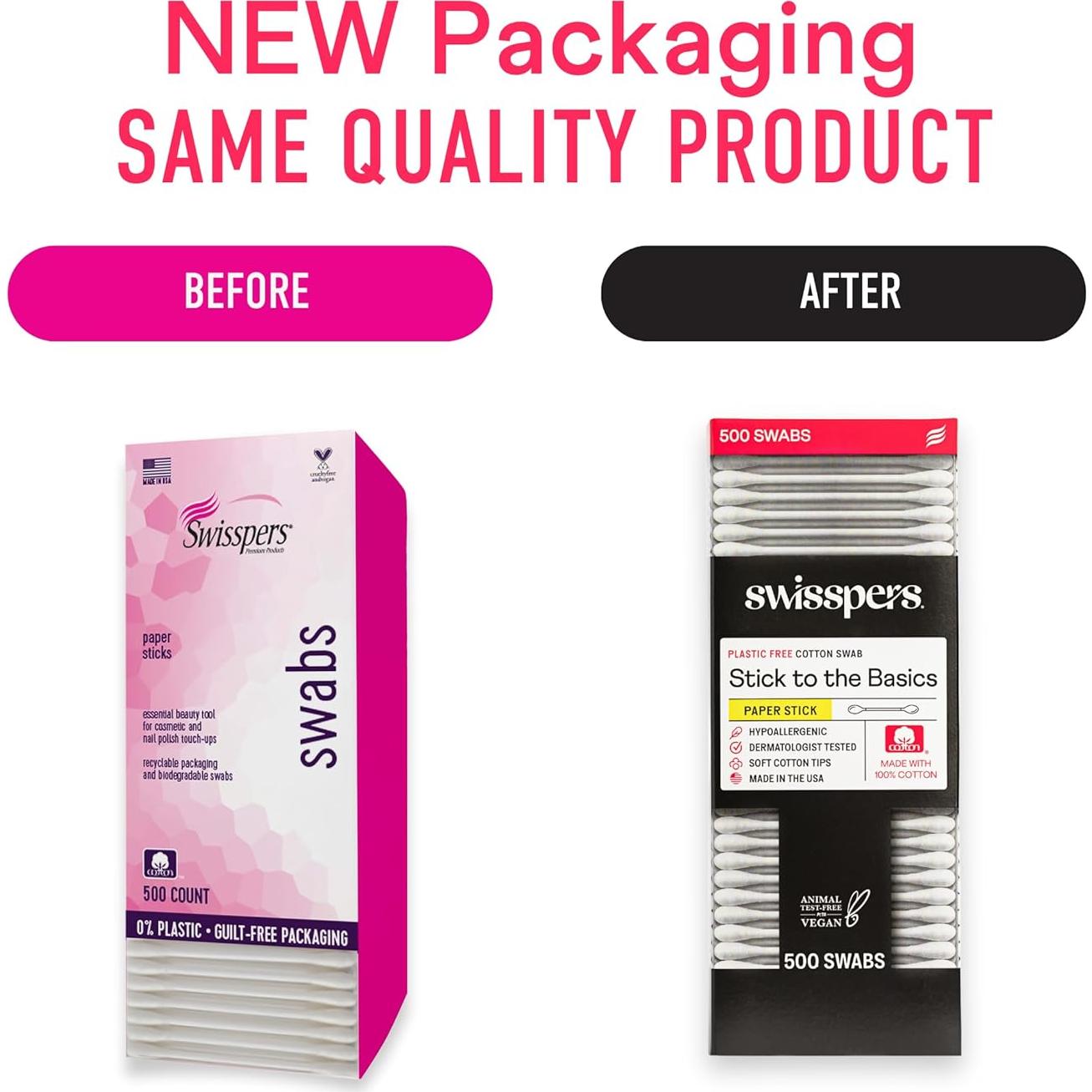 Bastones de Algodón Biodegradables Swisspers - 500 Unidades