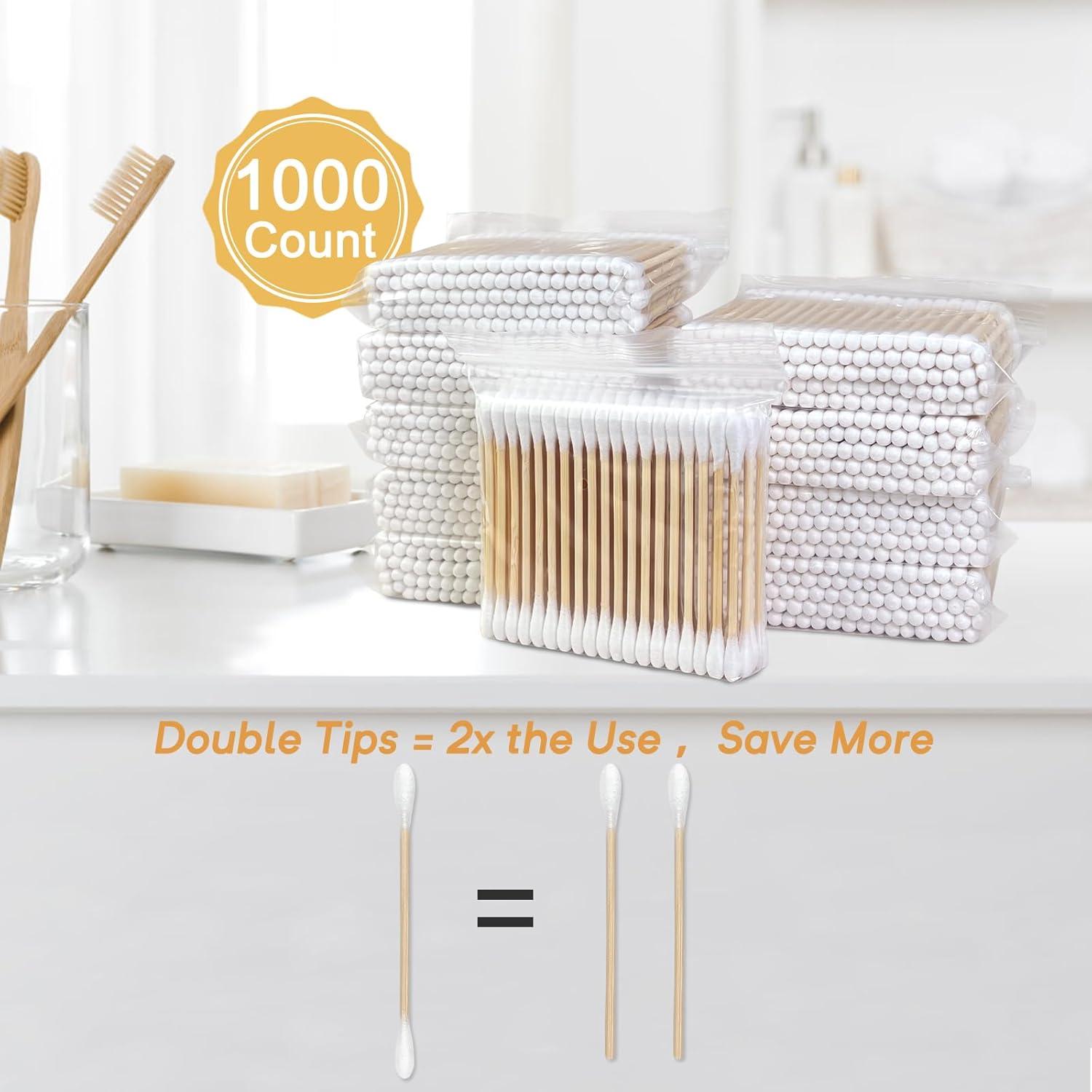 Hisopos de Algodón Orgánico de Bambú 1000 Unidades Doble Punta