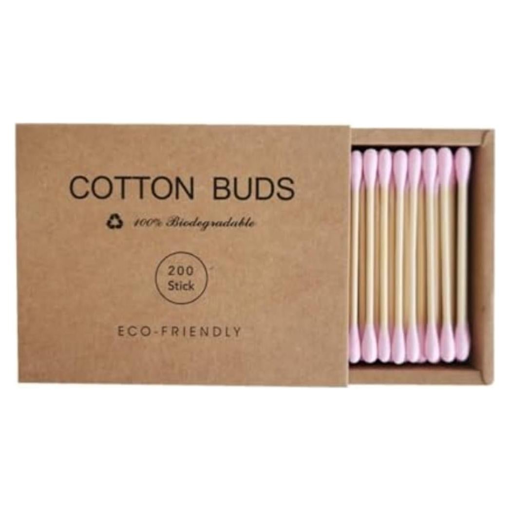 Hisopos de Algodón FANPOI 200pcs Biodegradables Rosa