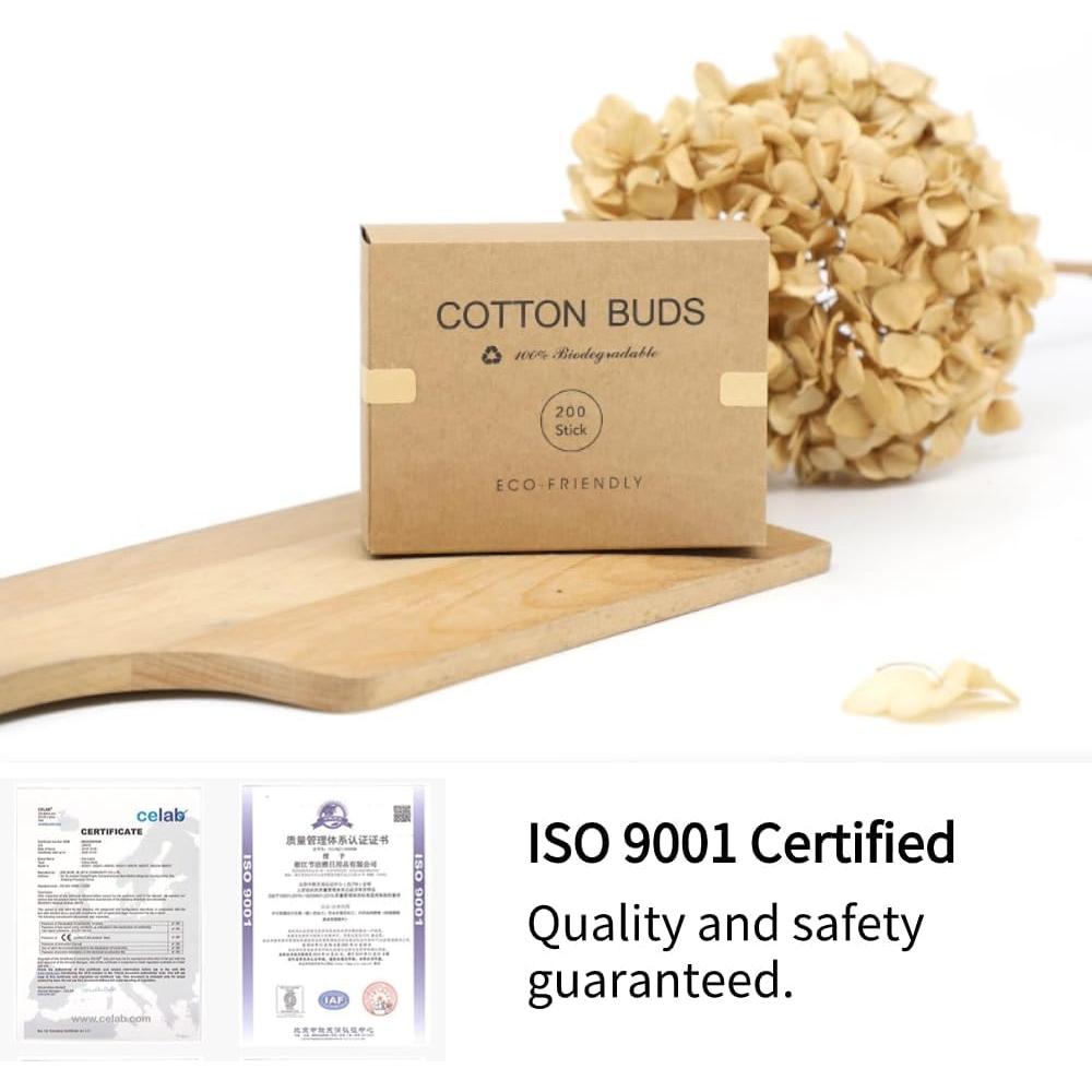 Hisopos de Algodón FANPOI 200pcs Biodegradables Rosa