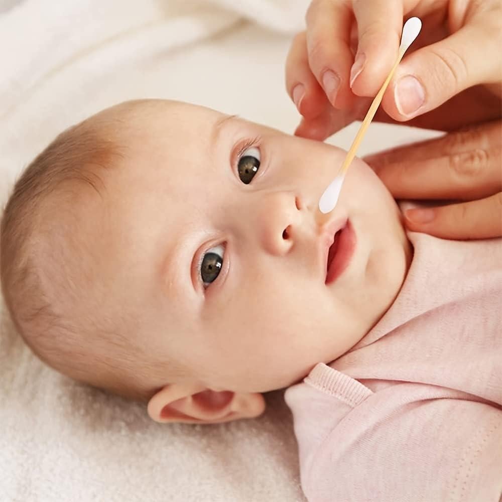 Hisopos de Algodón FANPOI 200pcs Biodegradables Rosa