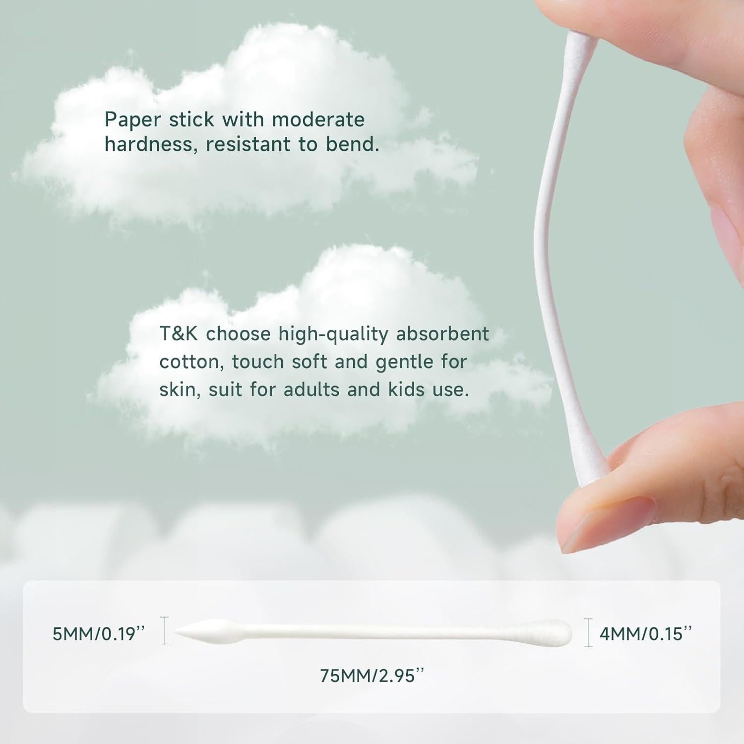 Bastoncillos de Algodón Biodegradables T&K - 1200 Unidades