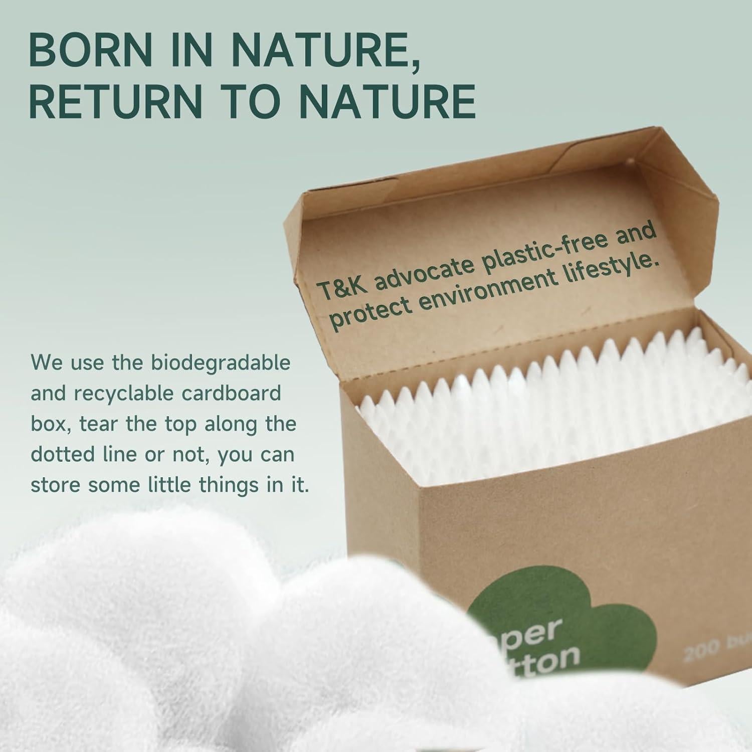 Bastoncillos de Algodón Biodegradables T&K - 1200 Unidades