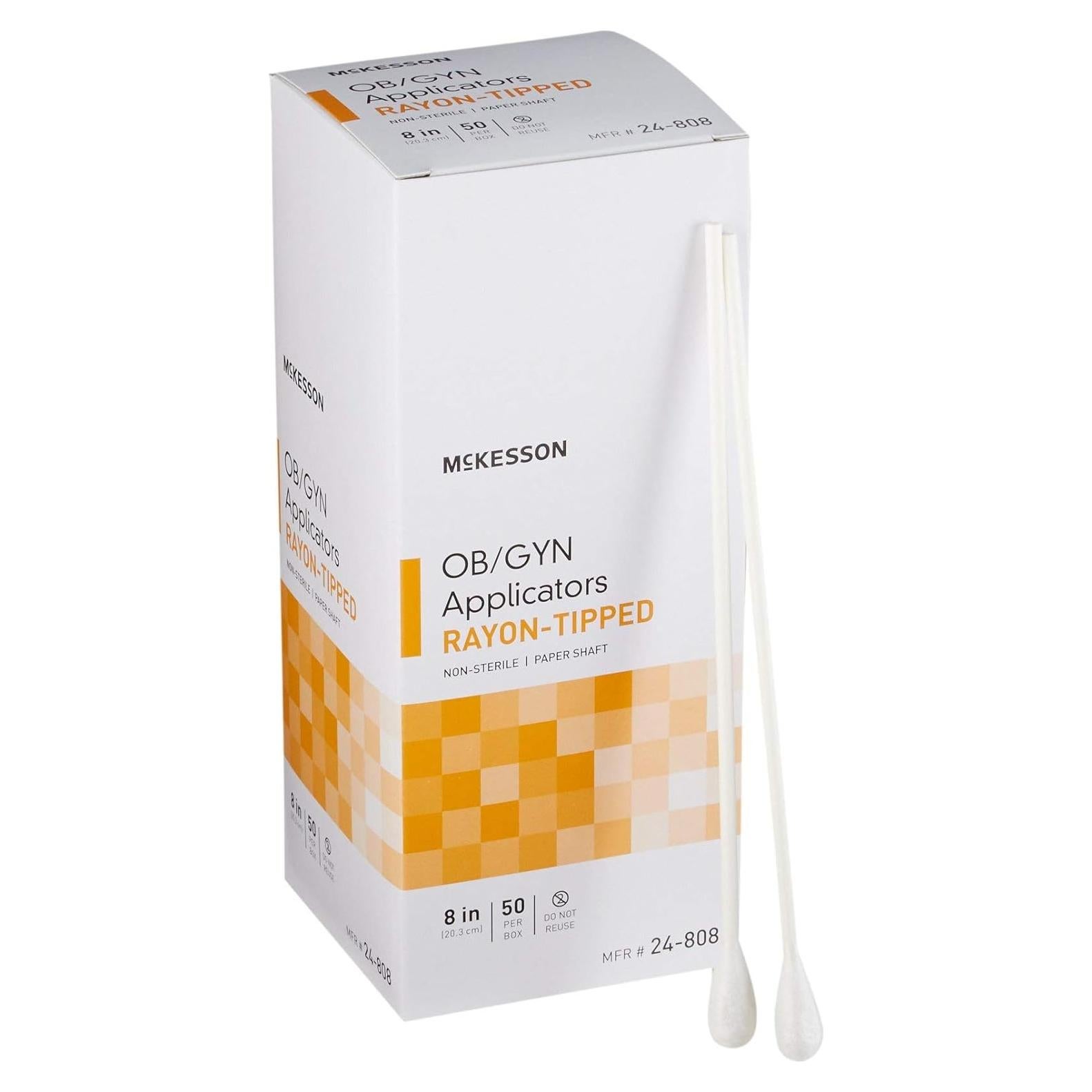 Aplicadores OB-GYN McKesson 20.32 cm Rayón No Estériles 50 Unidades