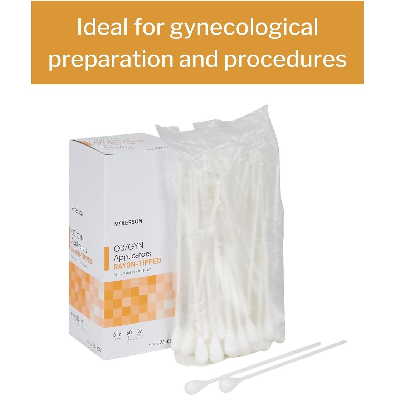 Aplicadores OB-GYN McKesson 20.32 cm Rayón No Estériles 50 Unidades