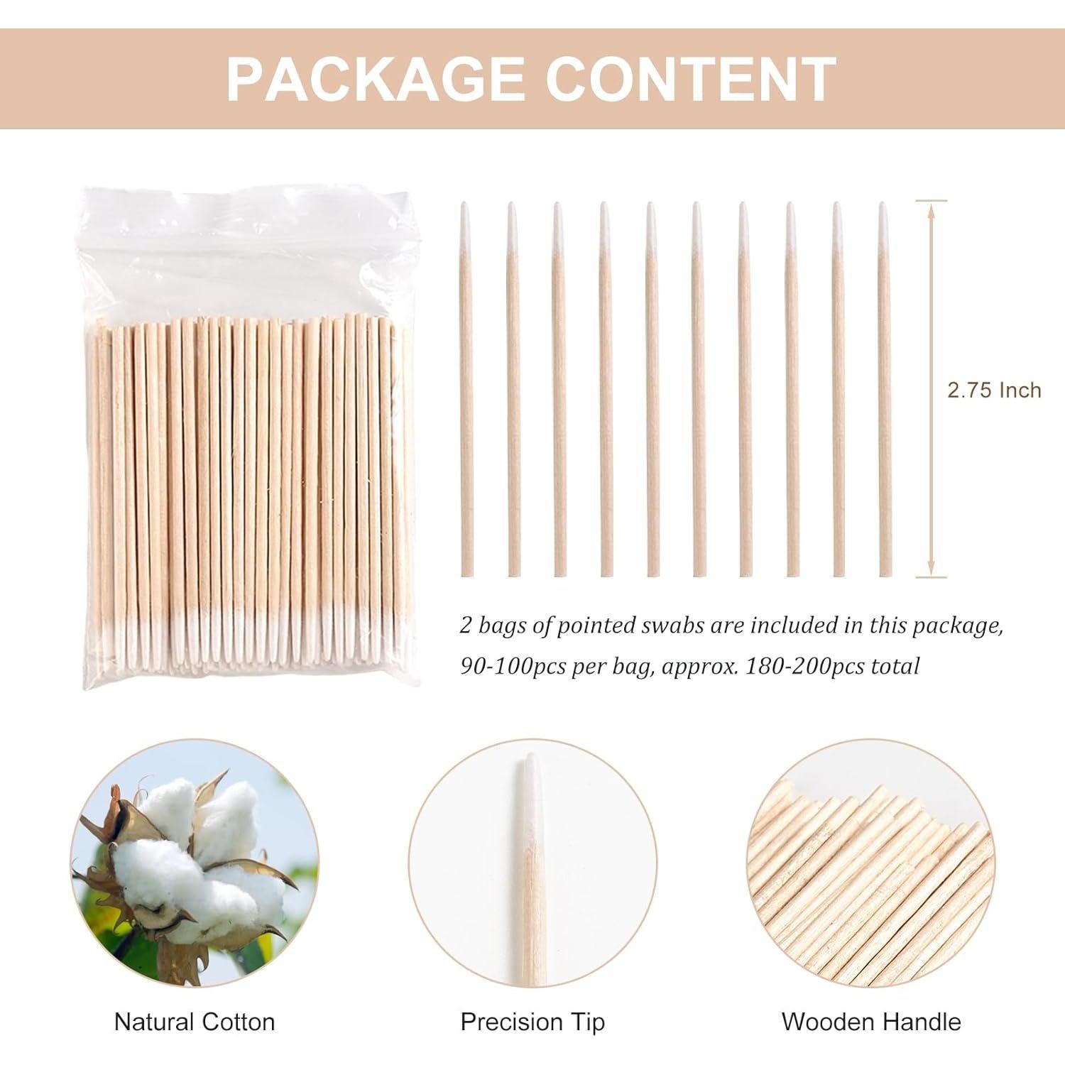 200 Hisopos de Algodón Punta Afilada SUTOKAKA 6.78 cm