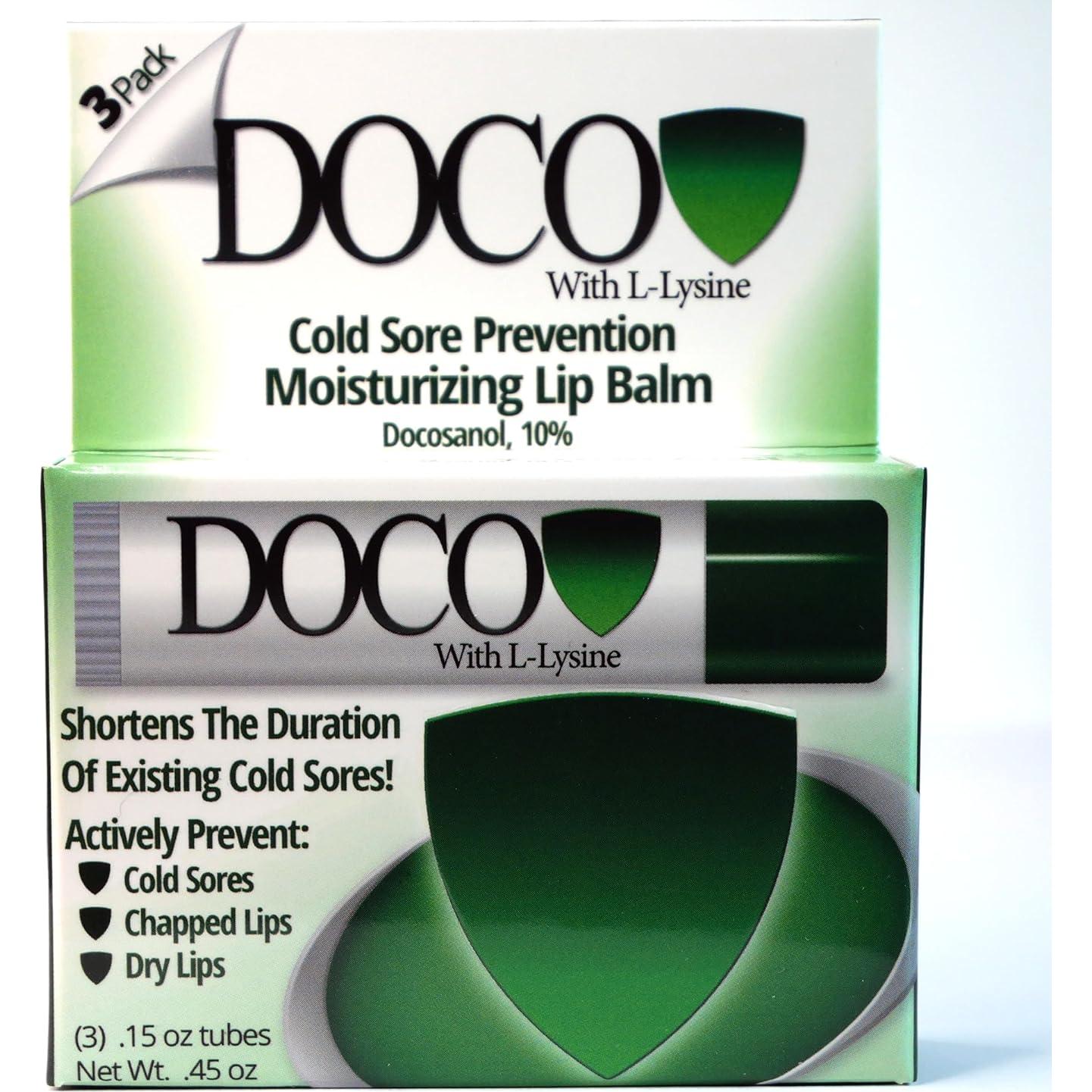 Bálsamo Labial Hidratante DocoShield con Lisina y Docosanol - Paquete de 3