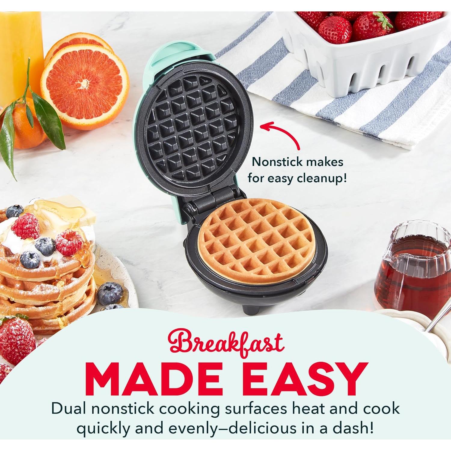 Mini Waffle Maker DASH Aqua 10,16 cm Antiadherente