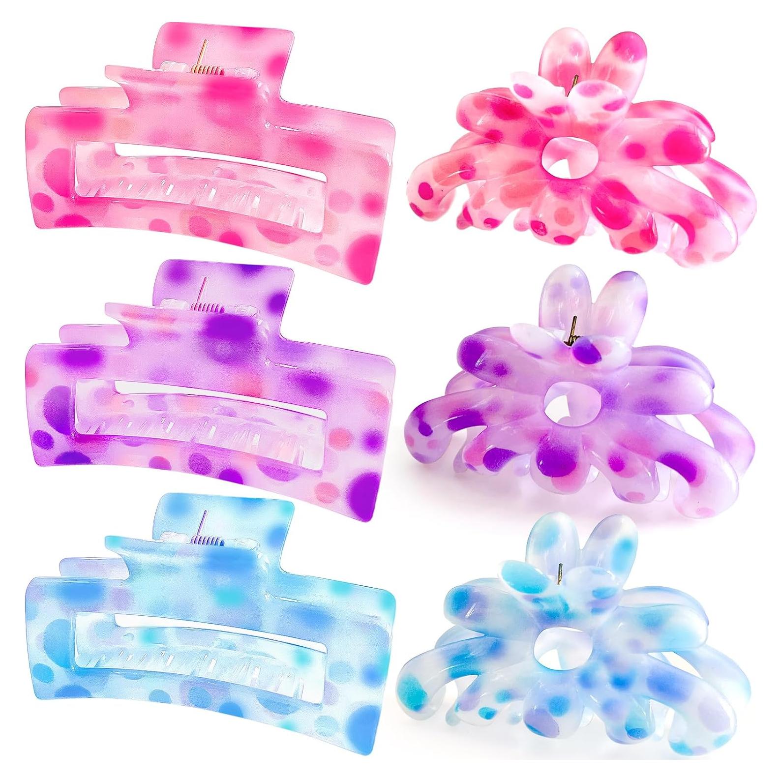 Clip de Cabello Grande Miniluck 6PCS Colorido para Mujeres