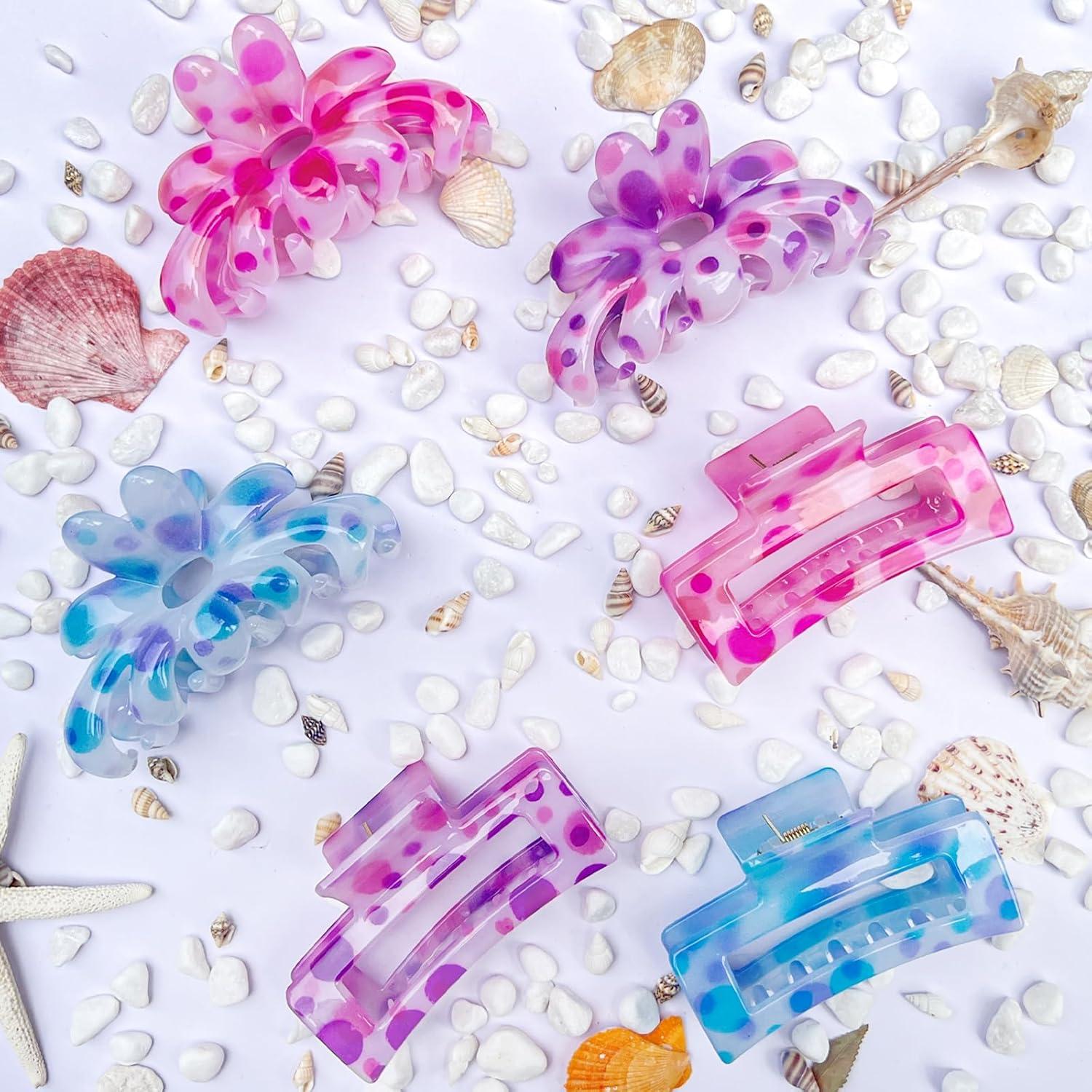 Clip de Cabello Grande Miniluck 6PCS Colorido para Mujeres