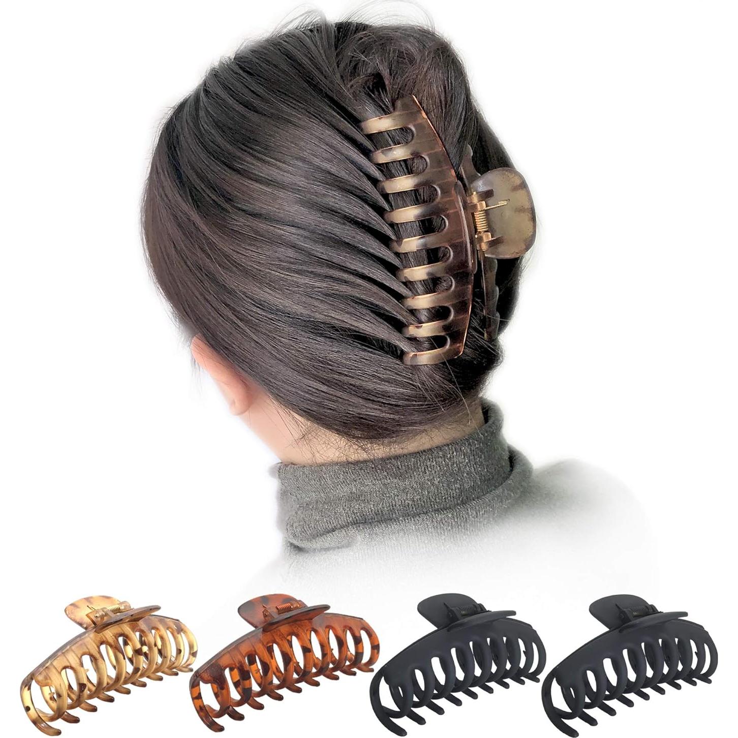 Clips de Garra Jumbo OWIIZI para Cabello Grueso - 4 Piezas