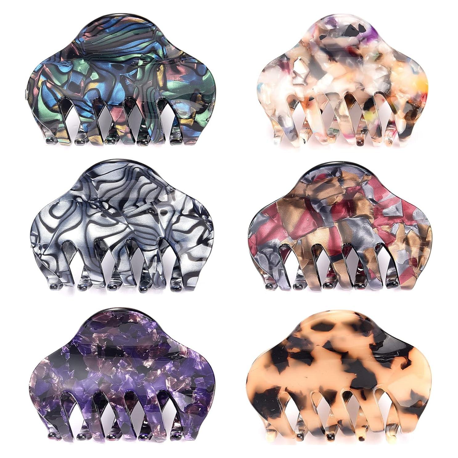 Pinzas para el cabello DK de acrílico tortuga 6 piezas 6.1 cm