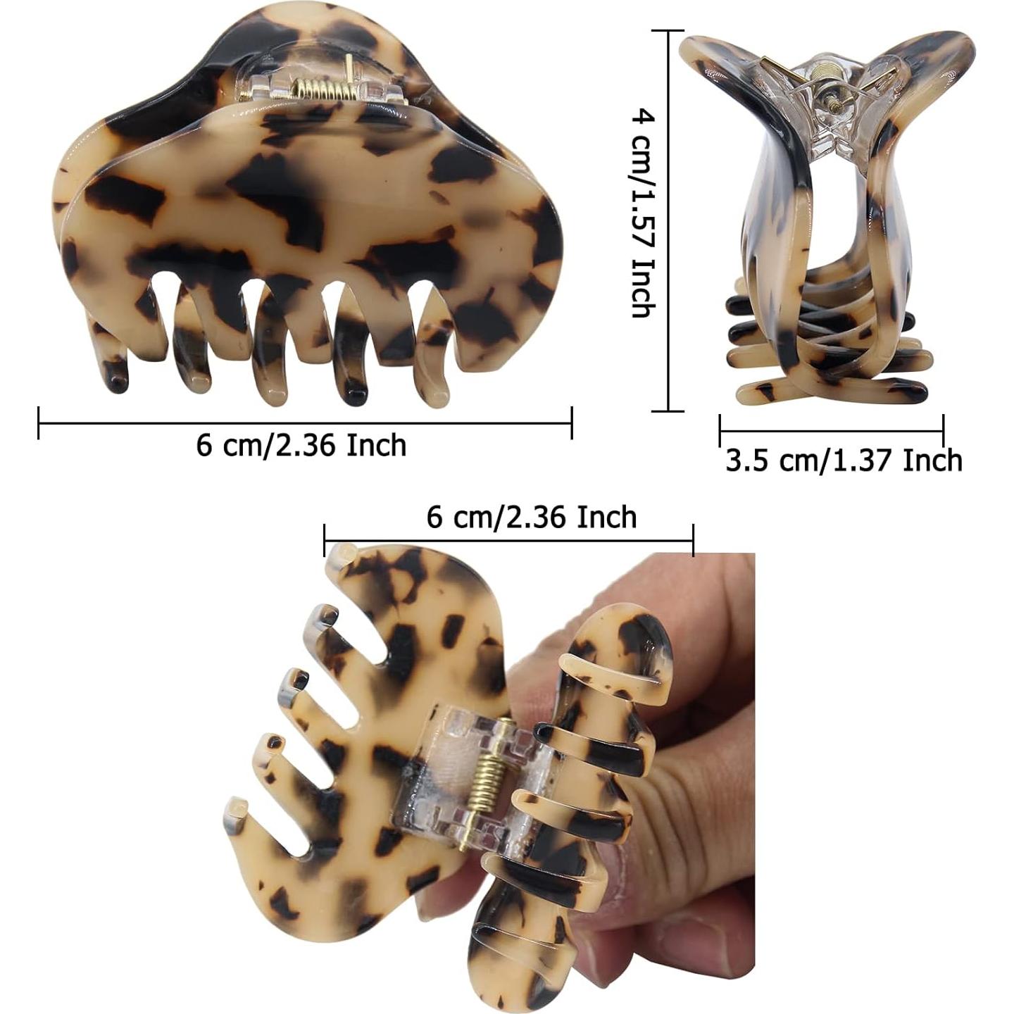 Pinzas para el cabello DK de acrílico tortuga 6 piezas 6.1 cm