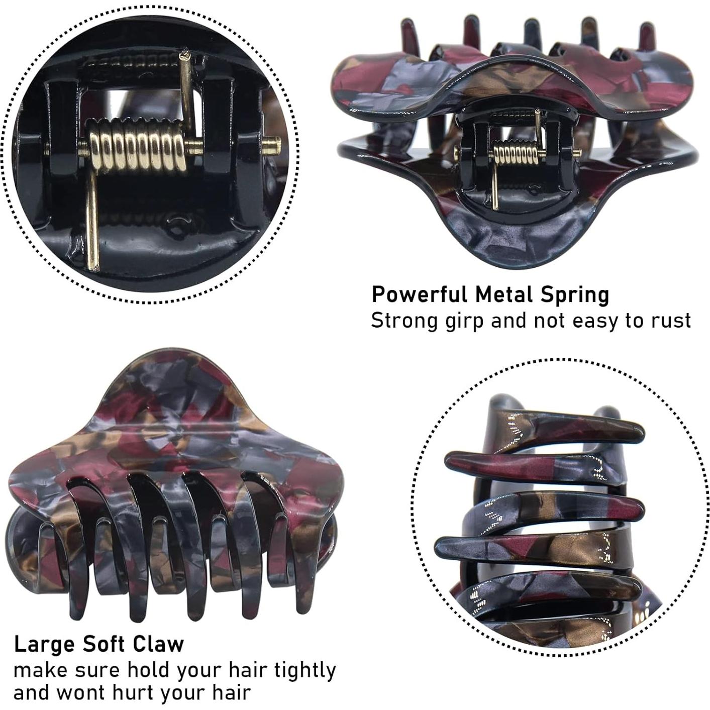 Pinzas para el cabello DK de acrílico tortuga 6 piezas 6.1 cm