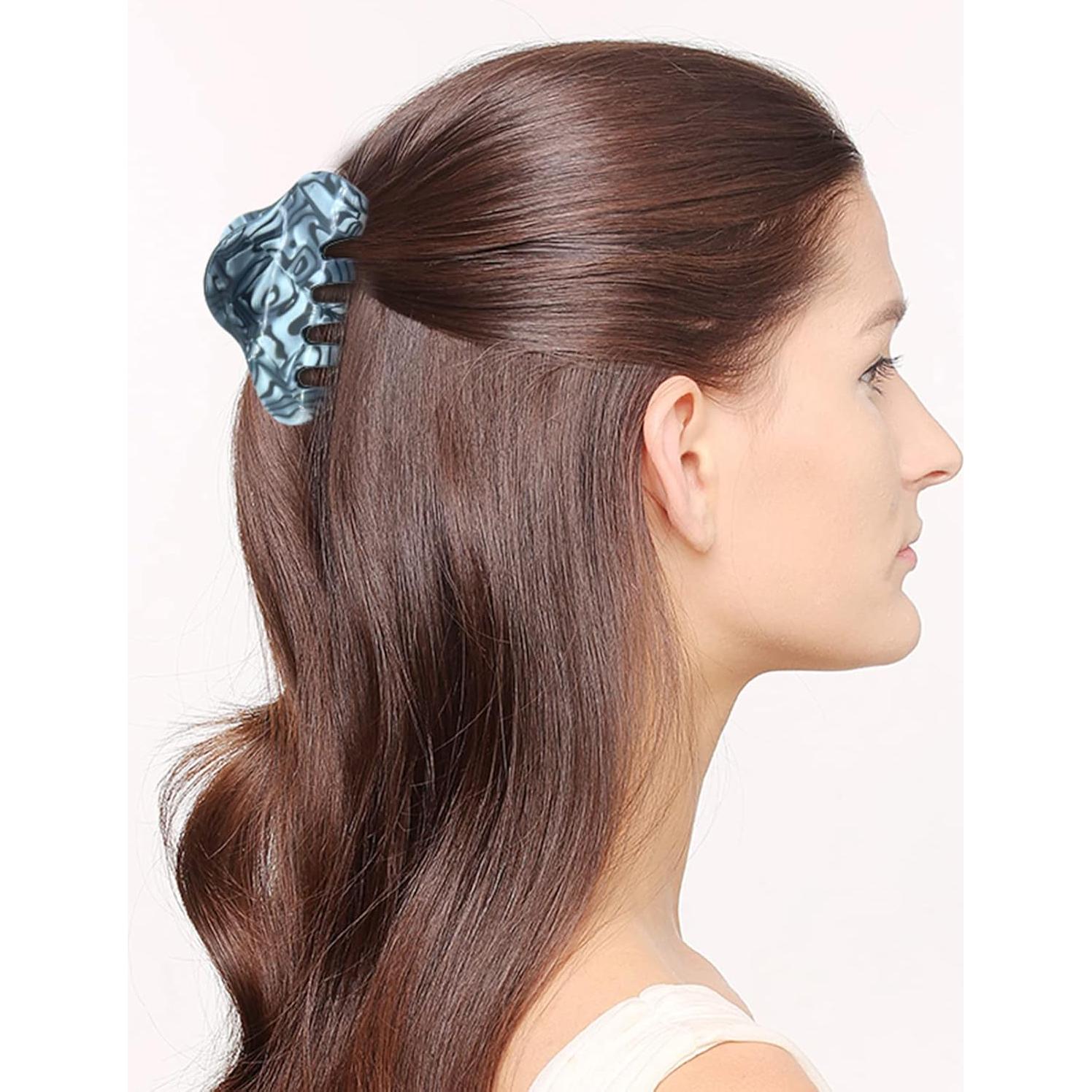 Pinzas para el cabello DK de acrílico tortuga 6 piezas 6.1 cm