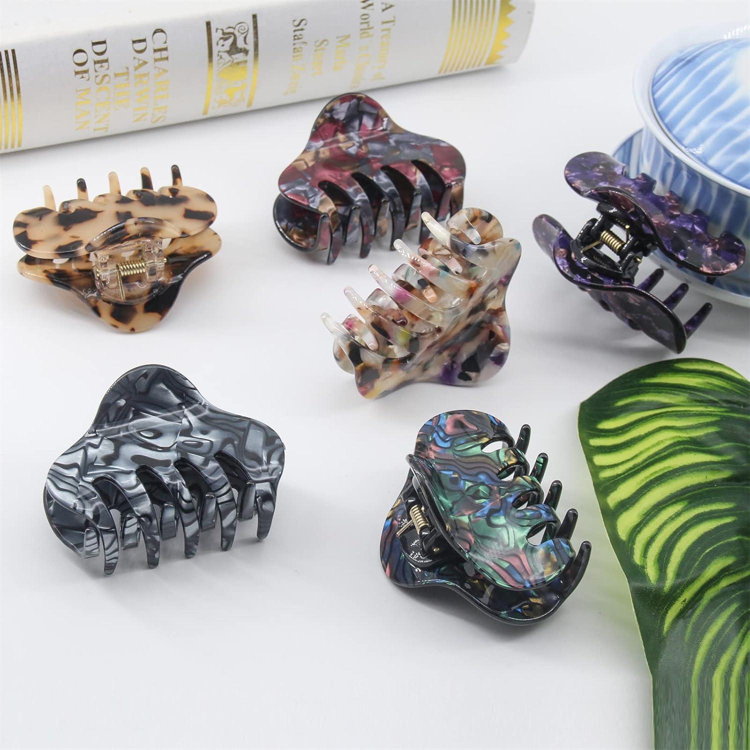 Pinzas para el cabello DK de acrílico tortuga 6 piezas 6.1 cm