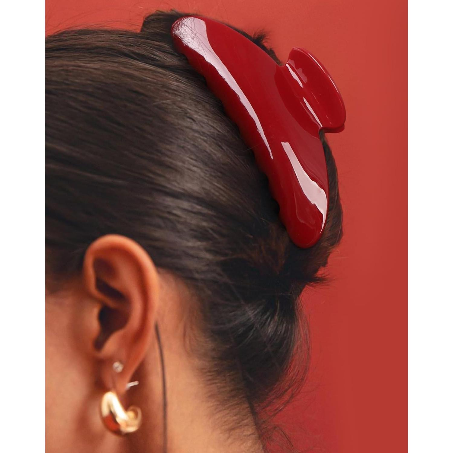 Clip de Acetato HAIMEIKANG 10.16 cm para Cabello Grueso Rojo