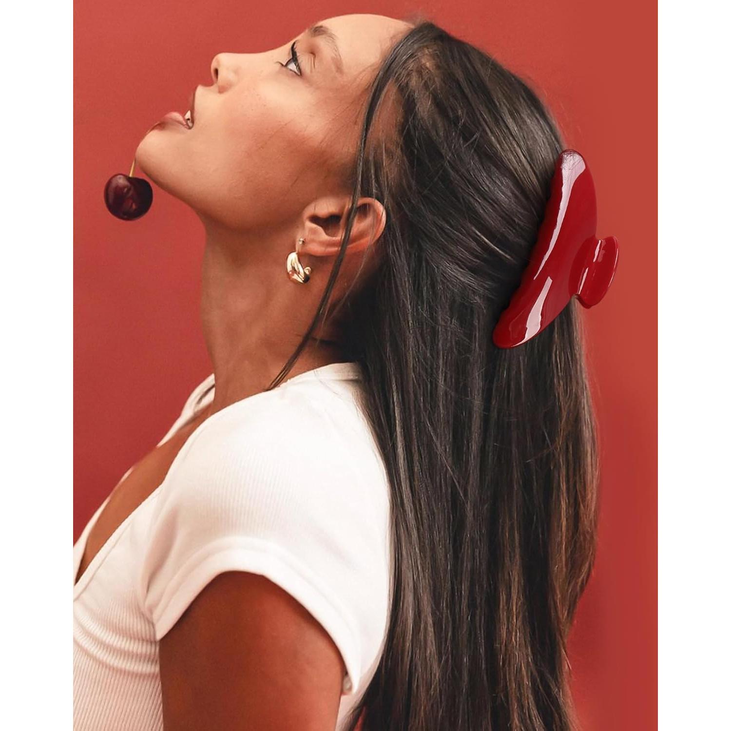 Clip de Acetato HAIMEIKANG 10.16 cm para Cabello Grueso Rojo