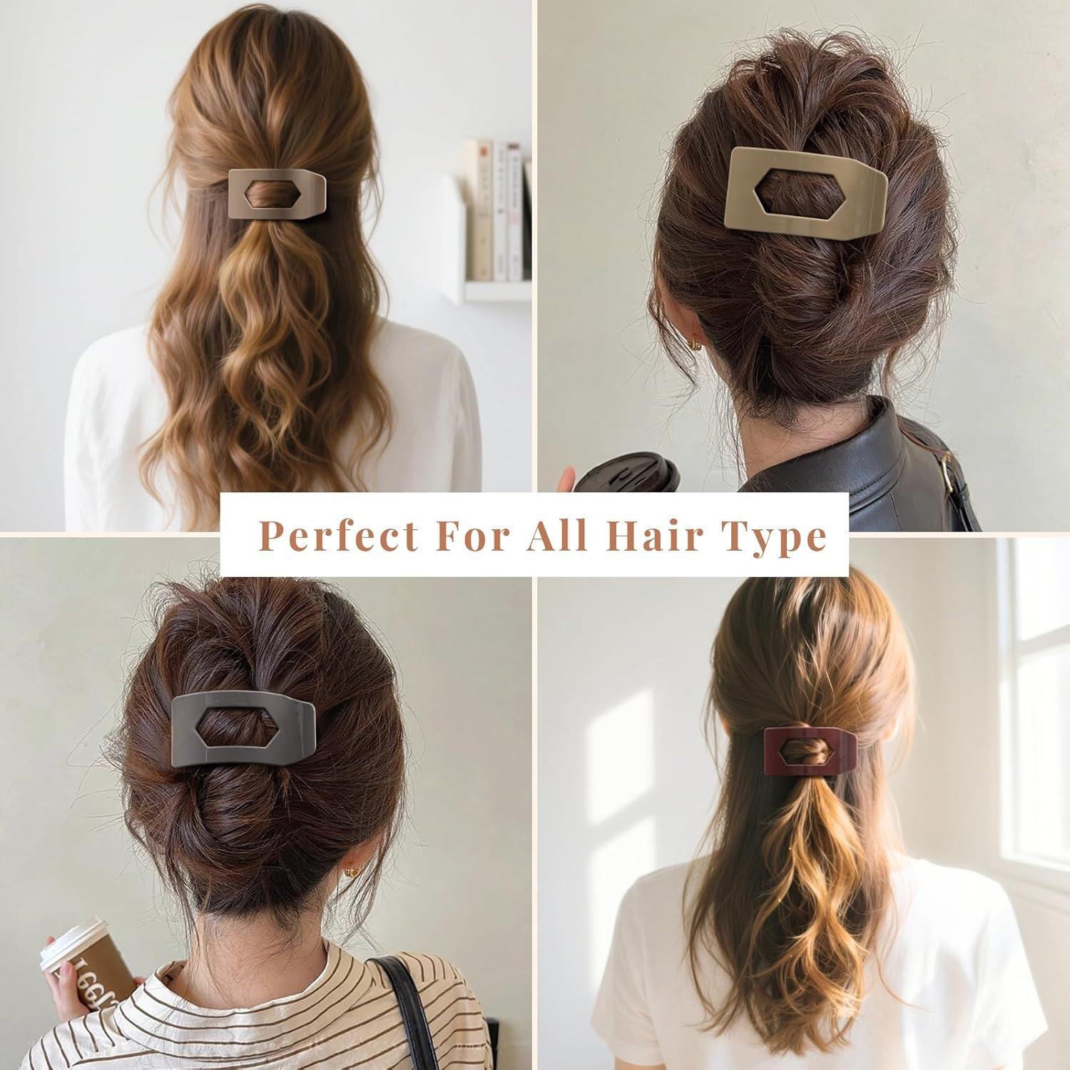 Paquete de 8 Clips de Pelo Planos Rokateam - Antideslizantes y Brillantes