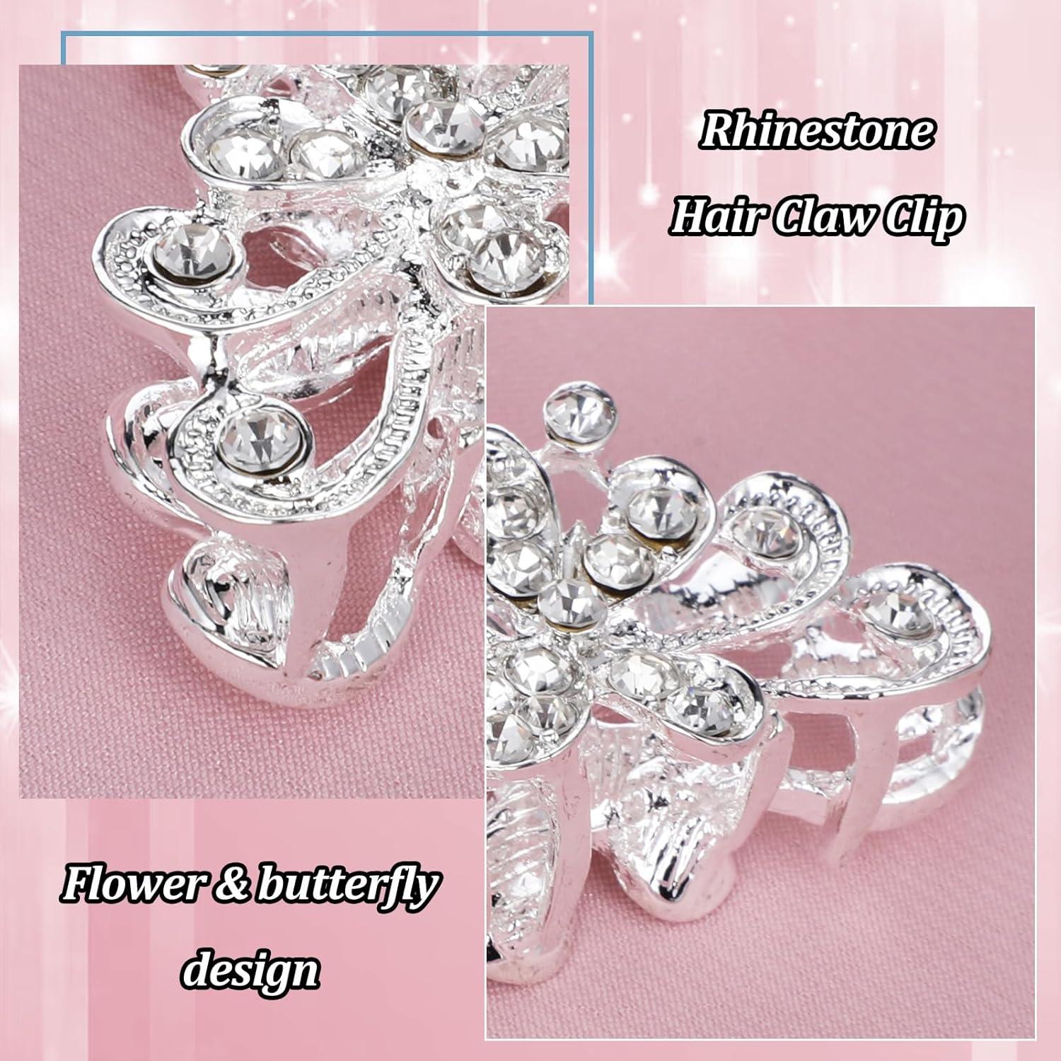 Set de 2 Clips de Pelo con Strass MBAIYO Plateados 6.1 cm