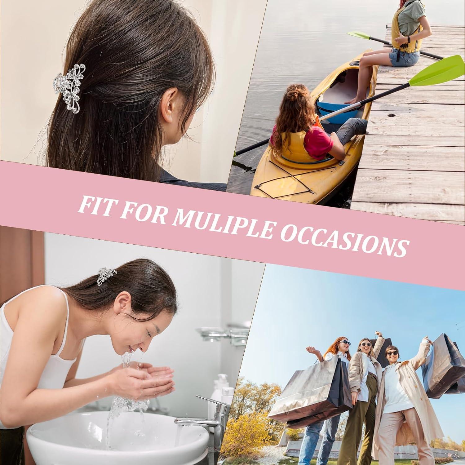 Set de 2 Clips de Pelo con Strass MBAIYO Plateados 6.1 cm