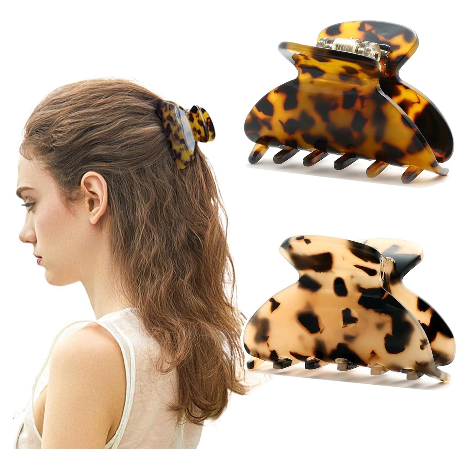 Pinzas para el Cabello EYEGLA 2 Pcs Tortuga Medianas 6.5 cm