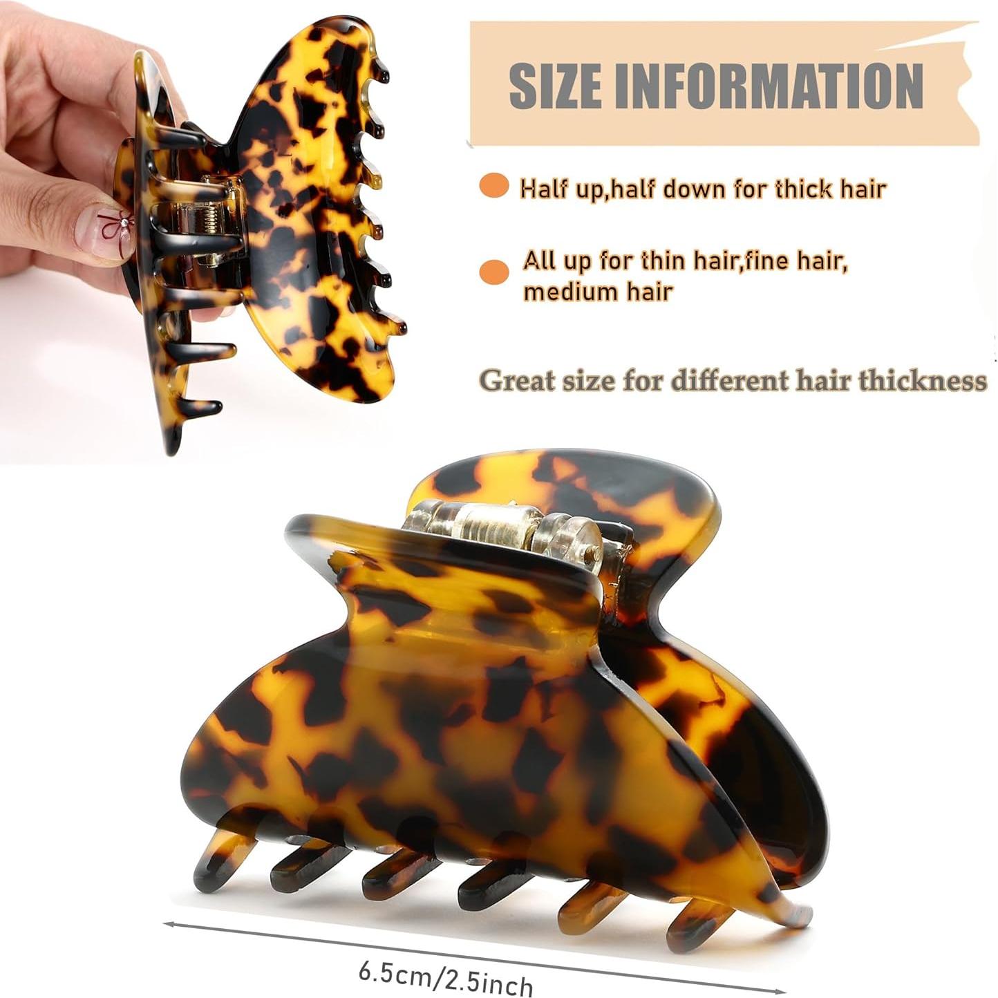 Pinzas para el Cabello EYEGLA 2 Pcs Tortuga Medianas 6.5 cm