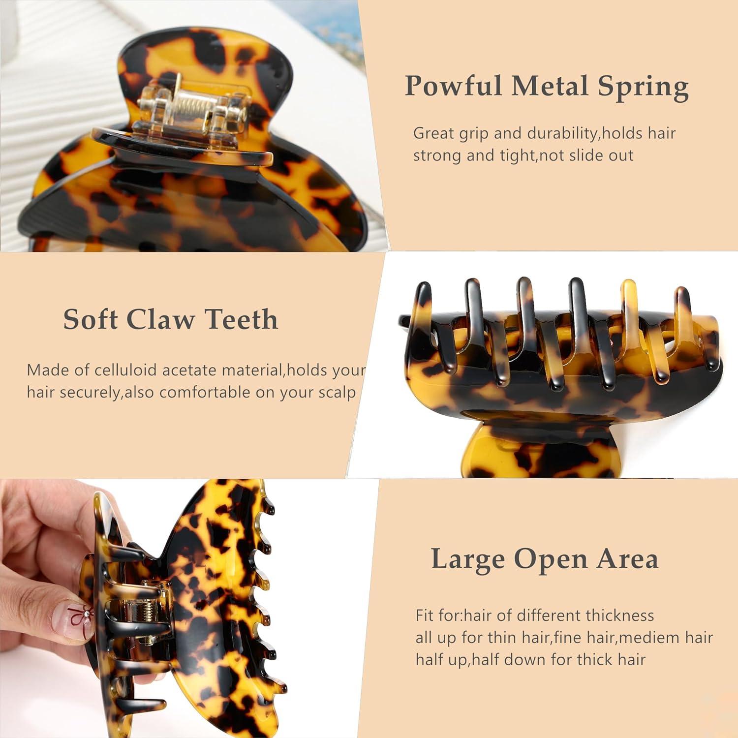 Pinzas para el Cabello EYEGLA 2 Pcs Tortuga Medianas 6.5 cm