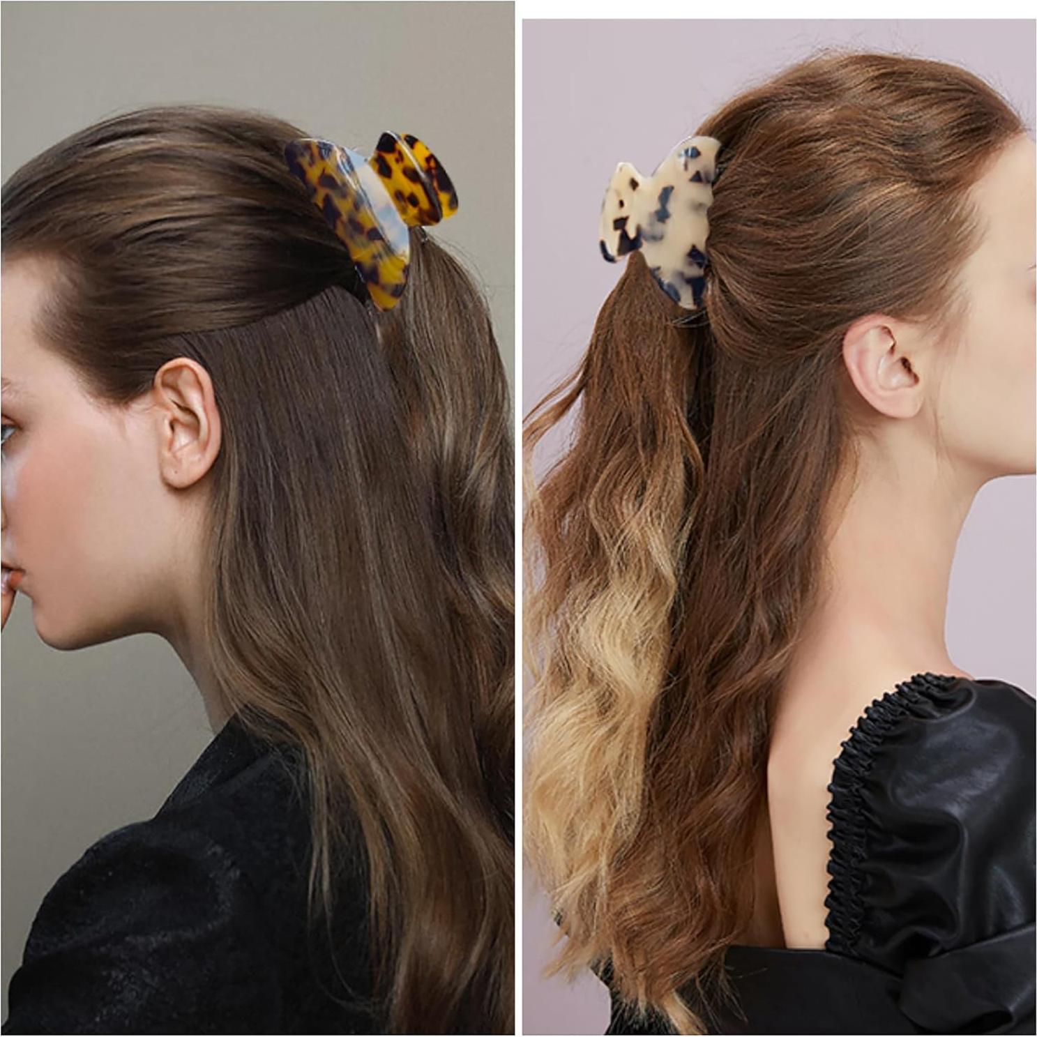 Pinzas para el Cabello EYEGLA 2 Pcs Tortuga Medianas 6.5 cm