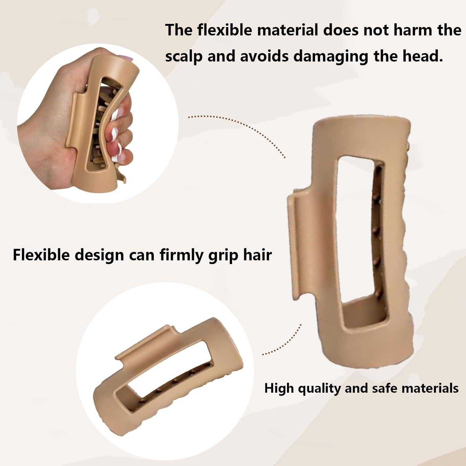 4 Clips de Garra Suave WINDALY para Cabello Grueso y Fino