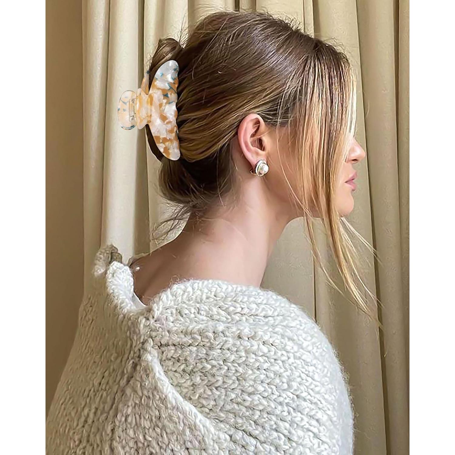 4 Clips de Garra Acrílicos Multicolor para Cabello Fino y Grueso