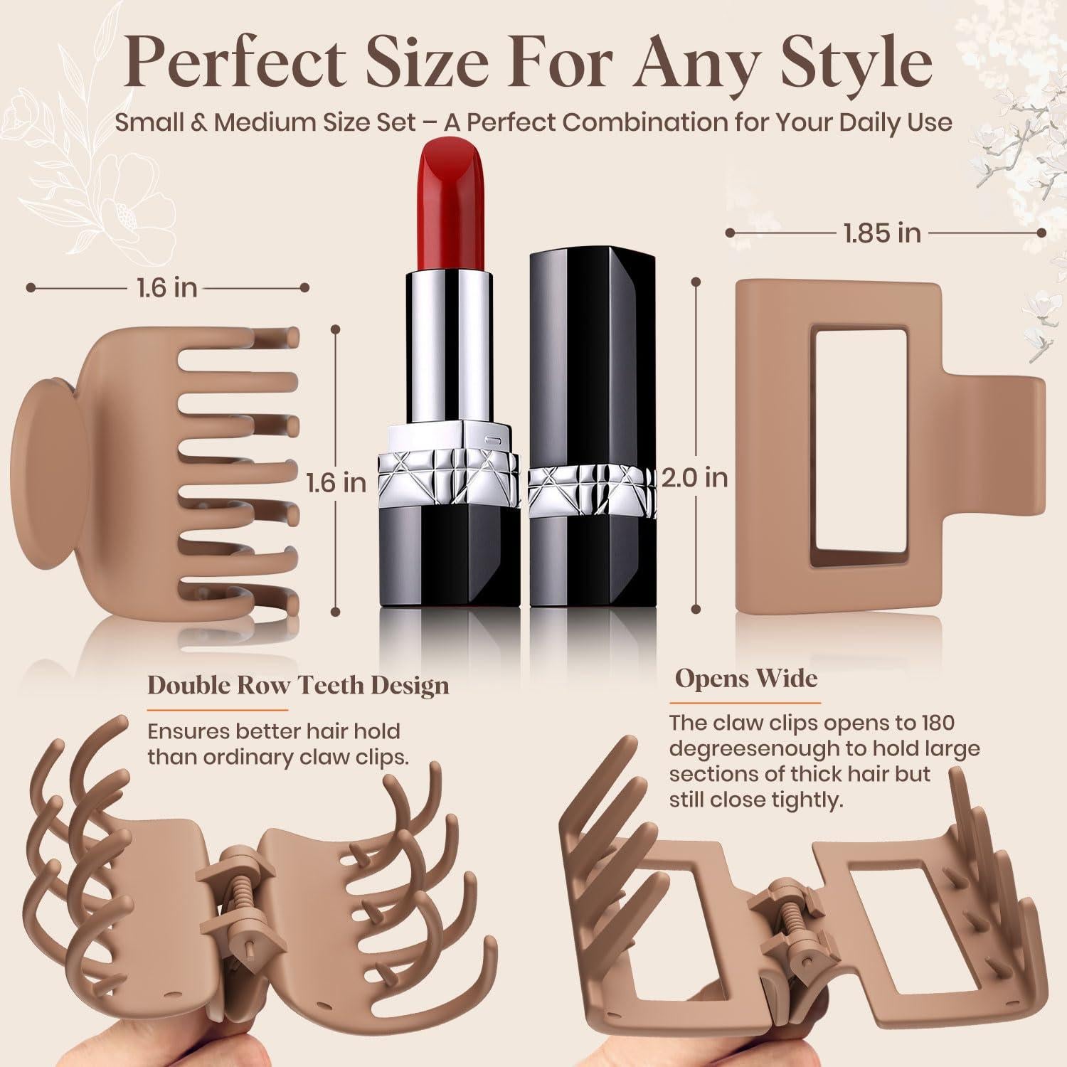 Clips de Garra Medianos Oeusnael 8 Pcs Antideslizantes Neutros