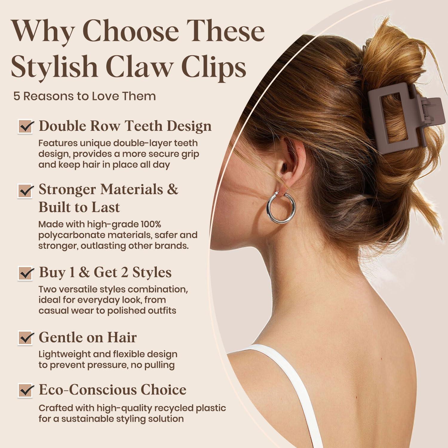 Clips de Garra Medianos Oeusnael 8 Pcs Antideslizantes Neutros