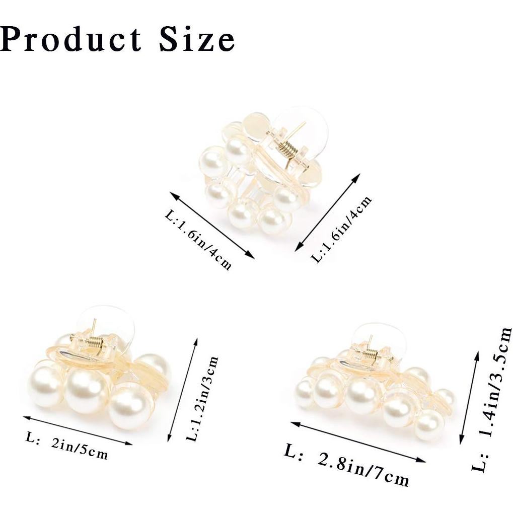 Pinzas para el Cabello Brinie de Perlas - 3 Piezas Antideslizantes