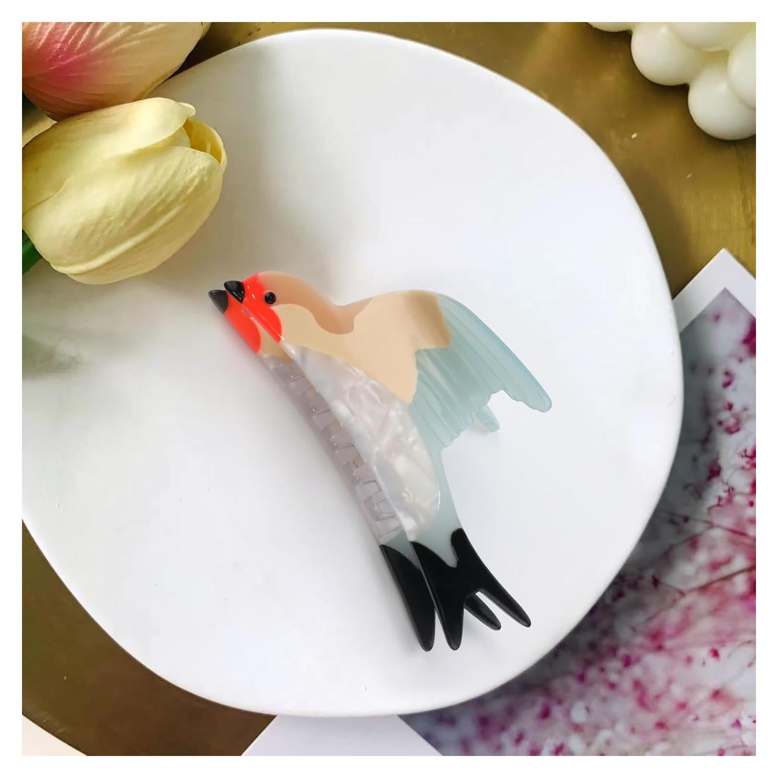 Pinzas para el cabello Baobenwin en forma de pájaro verde