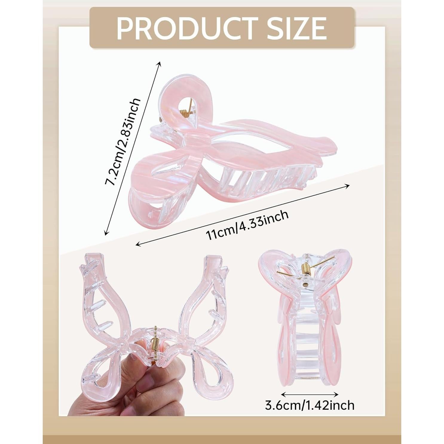 Clips de Pelo de Garra Mesovor con Lazo - 4 Piezas Rayas de Sirena