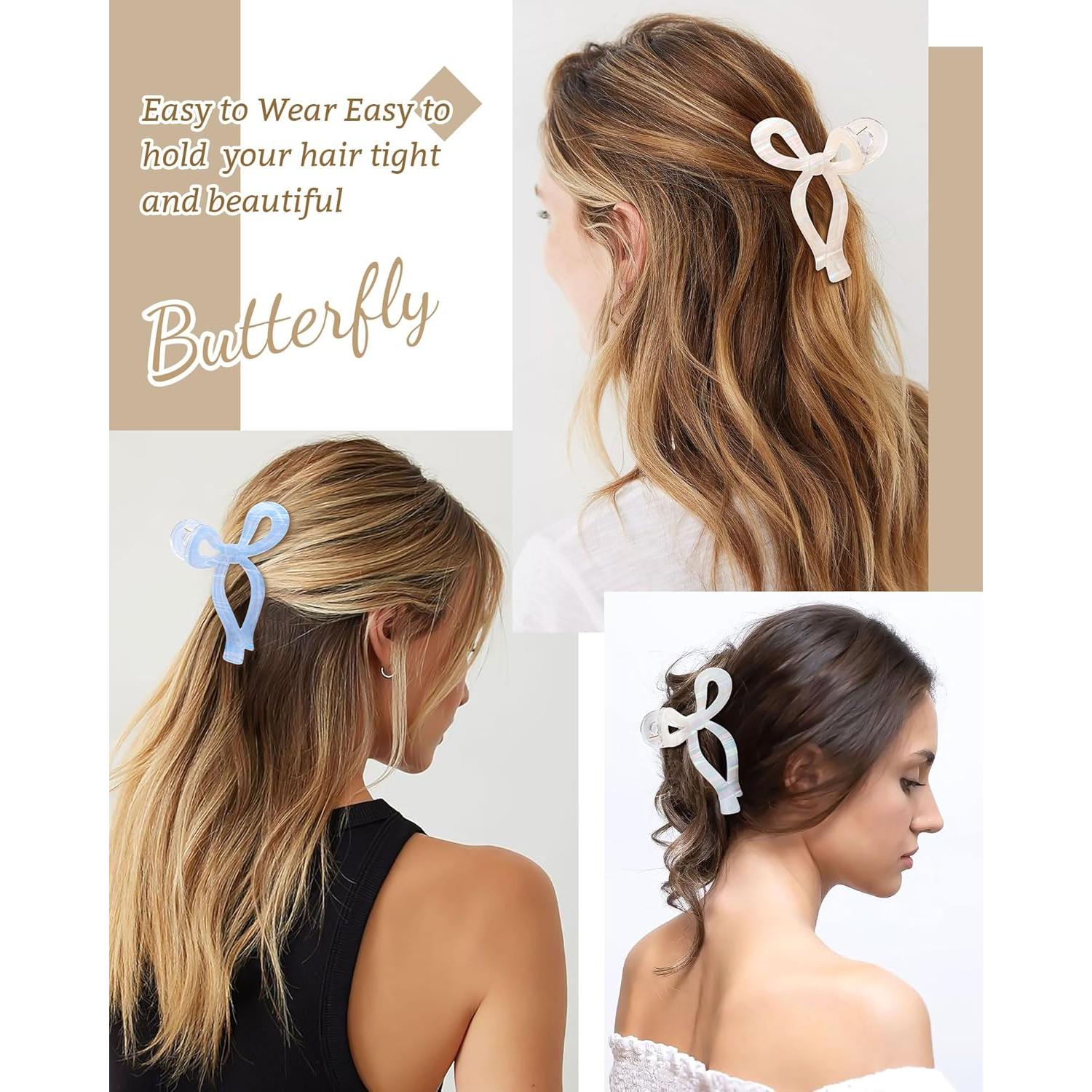 Clips de Pelo de Garra Mesovor con Lazo - 4 Piezas Rayas de Sirena