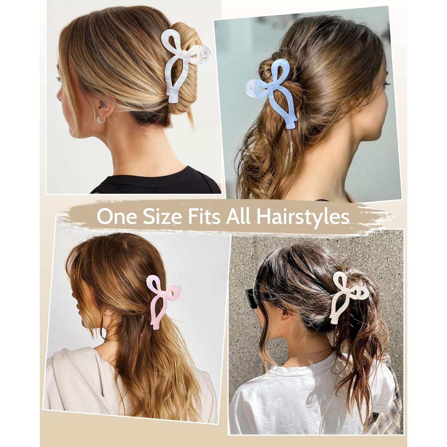 Clips de Pelo de Garra Mesovor con Lazo - 4 Piezas Rayas de Sirena