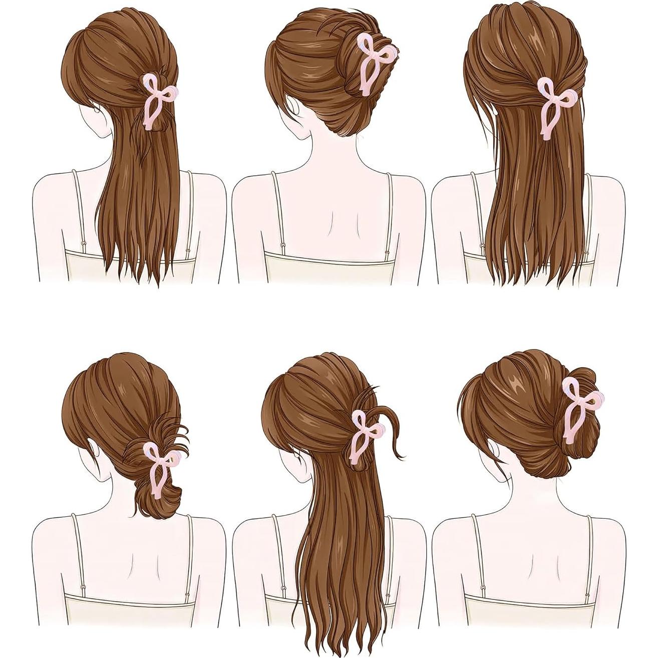 Clips de Pelo de Garra Mesovor con Lazo - 4 Piezas Rayas de Sirena