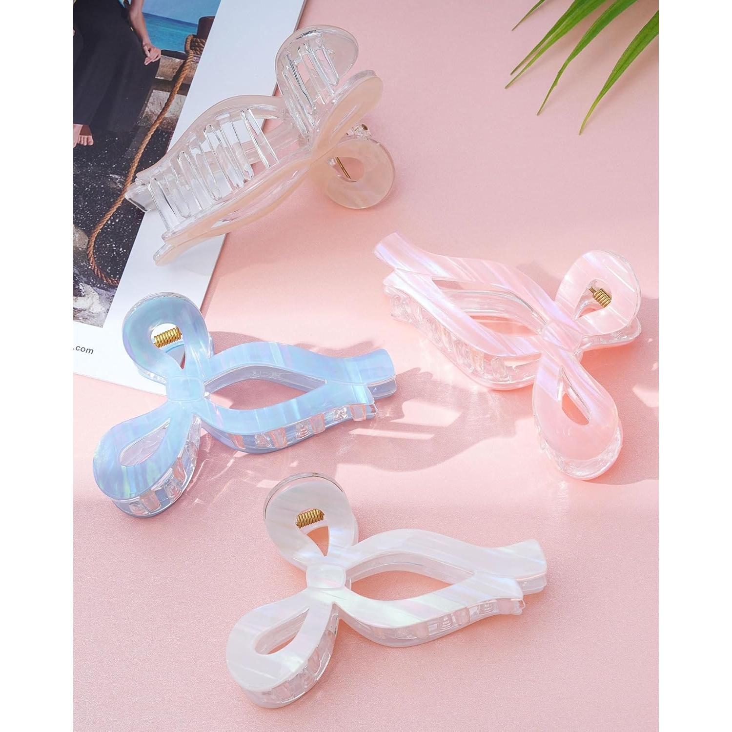 Clips de Pelo de Garra Mesovor con Lazo - 4 Piezas Rayas de Sirena