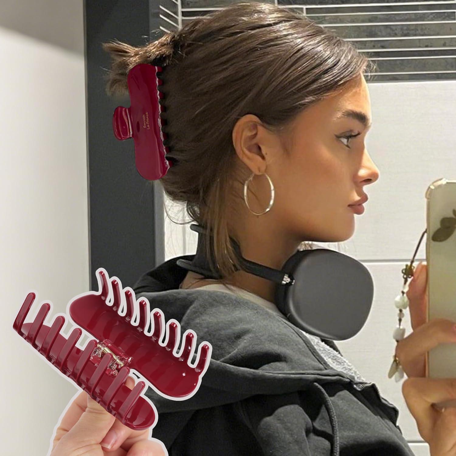 Pinzas para el cabello Saidishangmao Rojo Rubí 10.16 cm antideslizantes