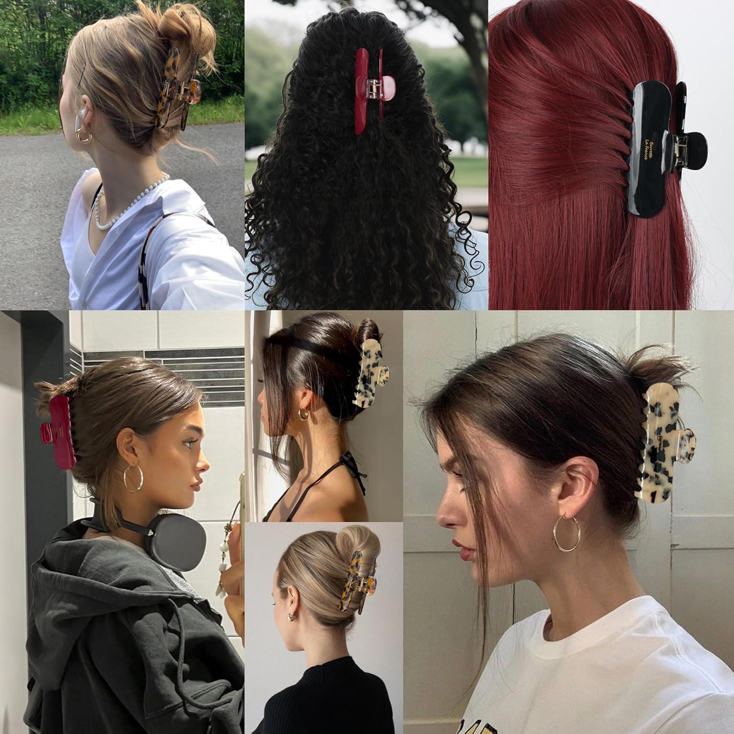 Pinzas para el cabello Saidishangmao Rojo Rubí 10.16 cm antideslizantes