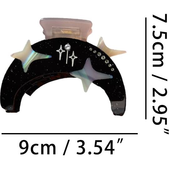 Clip para el cabello de acetato negro Clip Sugar - 5.08 cm