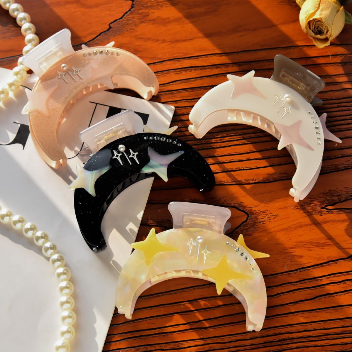 Clip para el cabello de acetato negro Clip Sugar - 5.08 cm