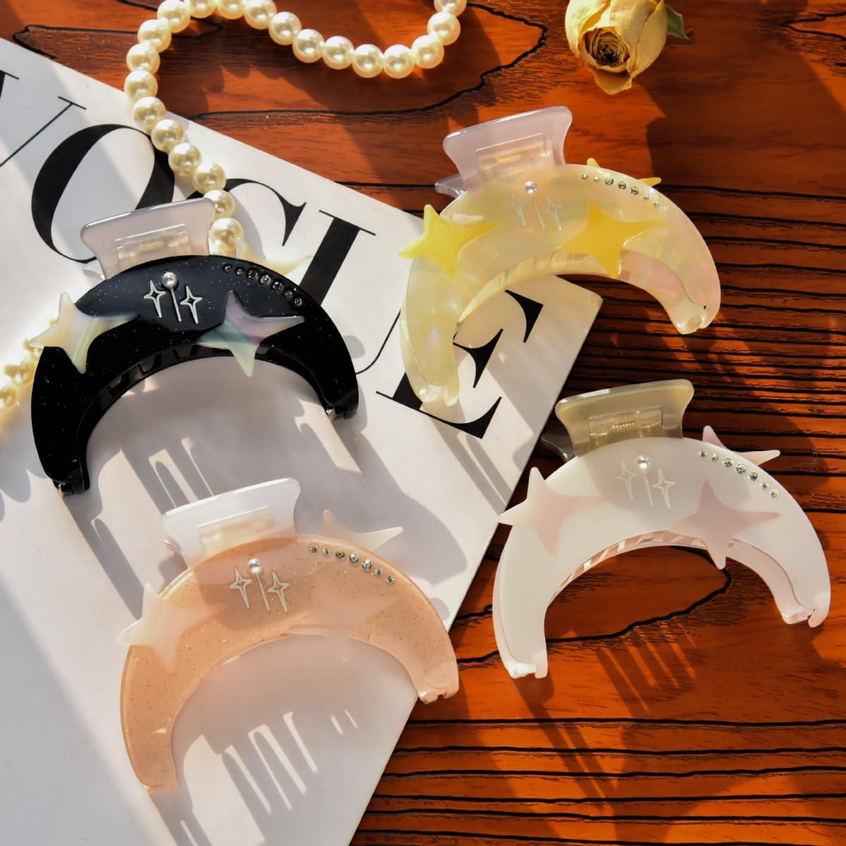 Clip para el cabello de acetato negro Clip Sugar - 5.08 cm