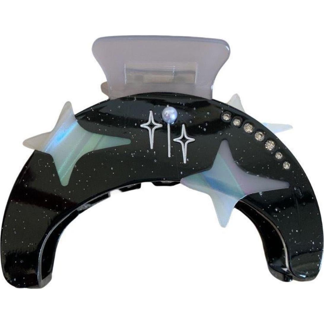 Clip para el cabello de acetato negro Clip Sugar - 5.08 cm