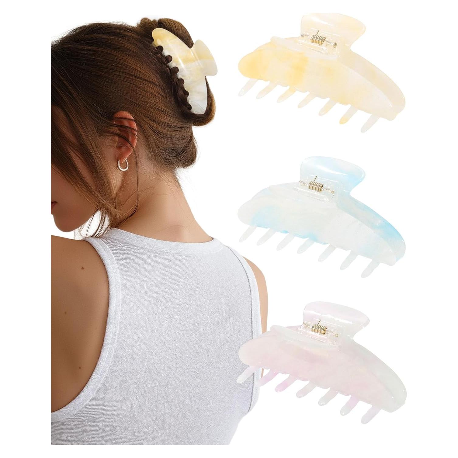 Clips de Garra para el Cabello Molans - 3 Piezas Acrílico Mediano