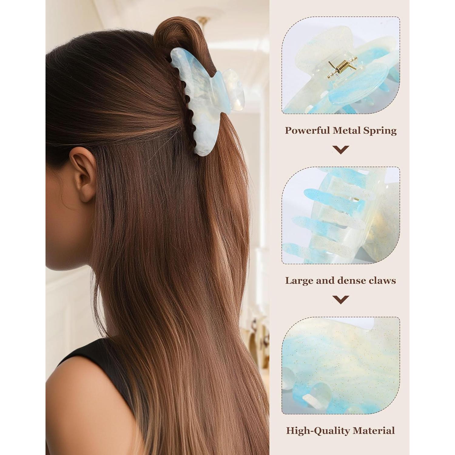 Clips de Garra para el Cabello Molans - 3 Piezas Acrílico Mediano